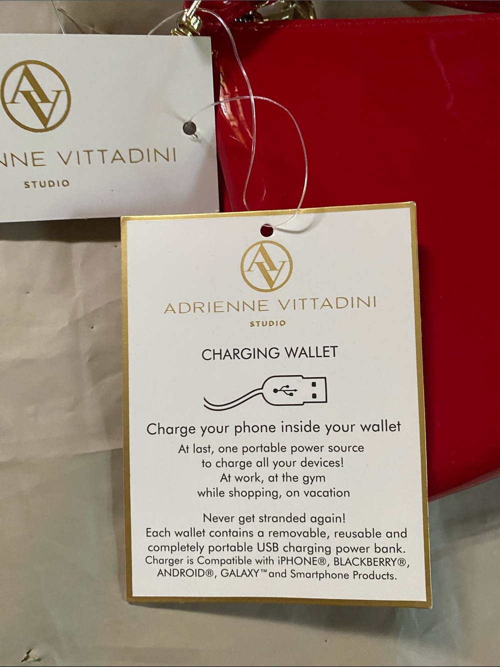 Adrienne Vittadini Red Portable Charging Wallet